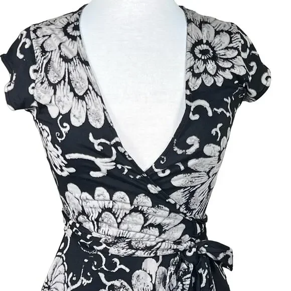 Lucky Brand Women’s Floral Neutral Print Boho Casual Festival Wrap Dress S EUC - Picture 2 of 14